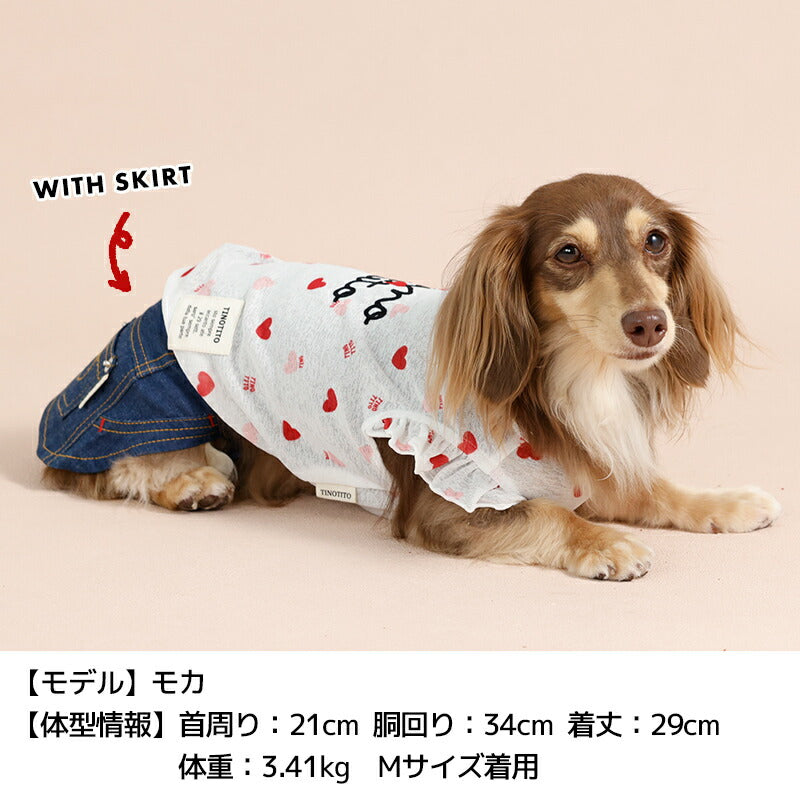 ハートフリル袖スラブタンク XS/S/M/L/XL/XXL TINOTITO -ティノ
