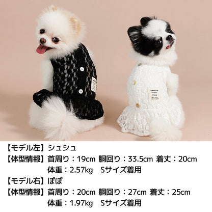 透かしレースワンピ XS/S/M/L/XL/XXL TINOTITO -ティノティート- 犬服 ドッグウェア TT26SS tt261443