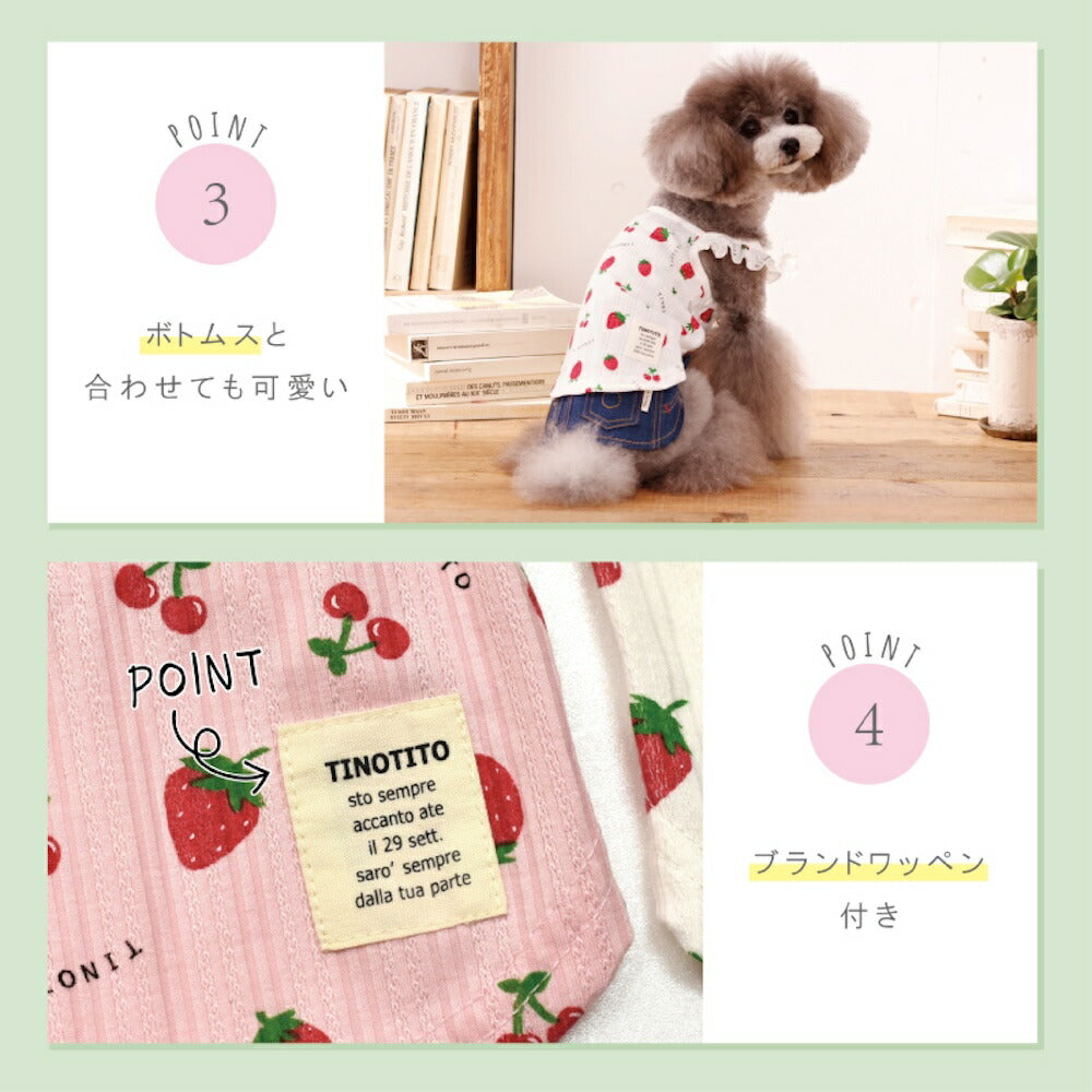 肩フリルいちごキャミ XS/S/M/L/XL/XXL TINOTITO -ティノティート- 犬服 ドッグウェア TT26SS tt261446