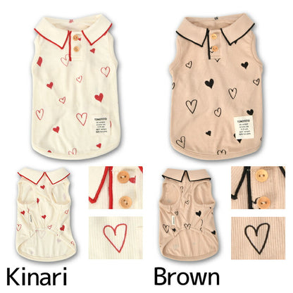 ハートリブ襟タンク XS/S/M/L/XL/XXL TINOTITO -ティノティート- 犬服 ドッグウェア TT26SS tt261454