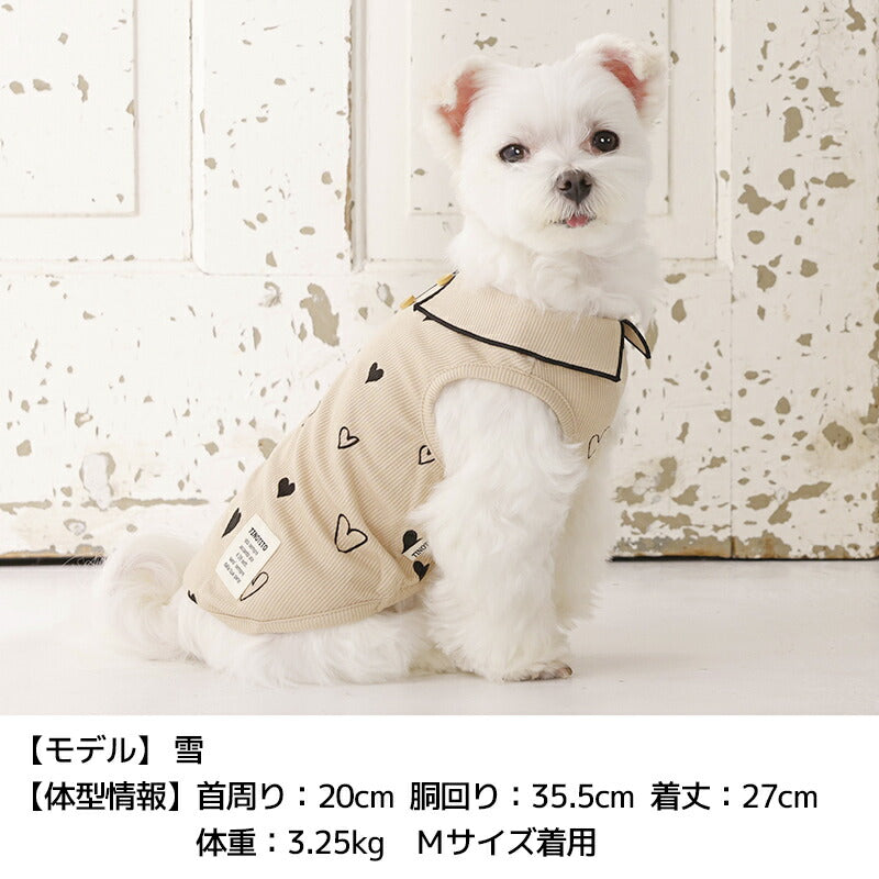 ハートリブ襟タンク XS/S/M/L/XL/XXL TINOTITO -ティノティート- 犬服 ドッグウェア TT26SS tt261454