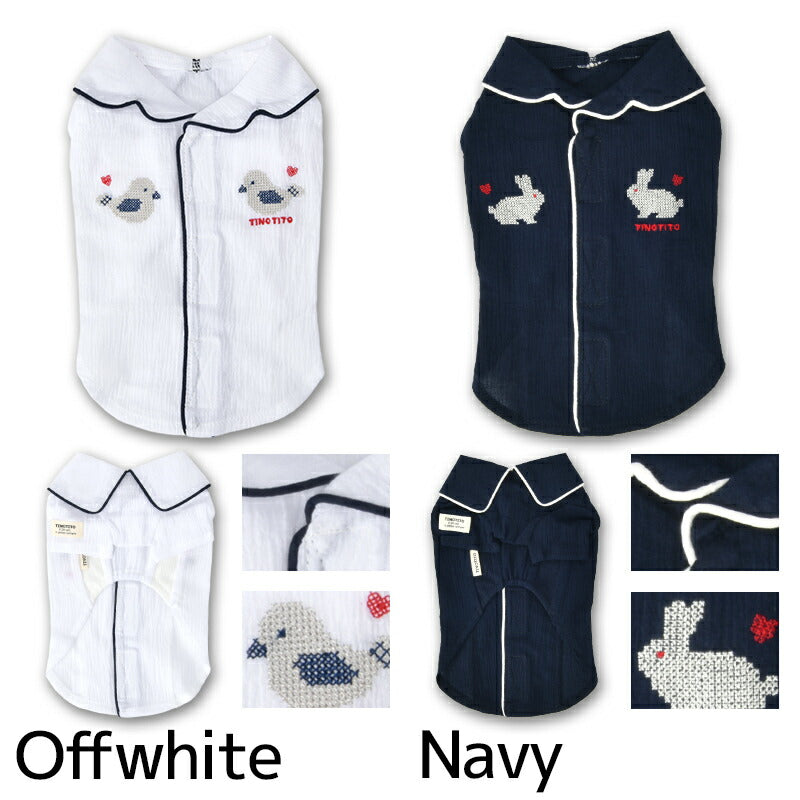背開きパジャマ風シャツ XS/S/M/L/XL/XXL TINOTITO -ティノティート