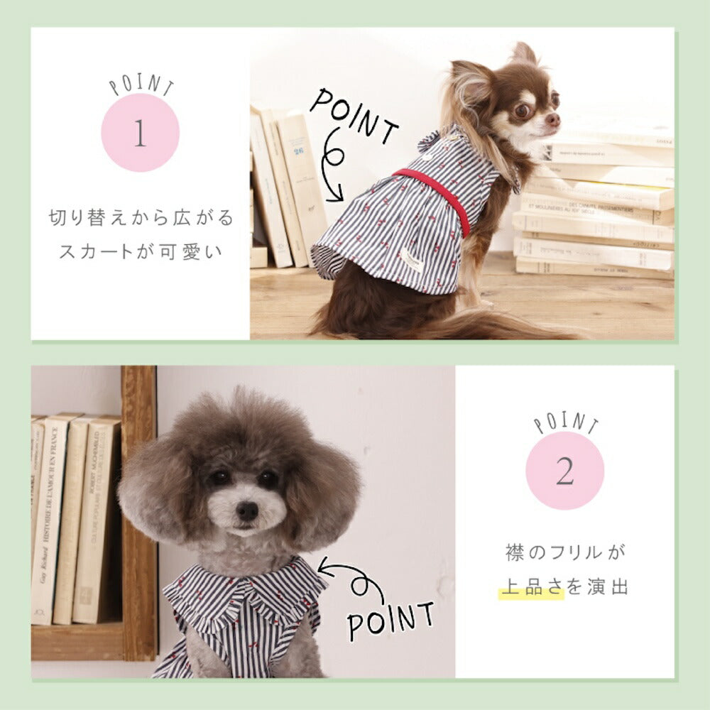 小花ストライプワンピ XS/S/M/L/XL/XXL TINOTITO -ティノティート- 犬