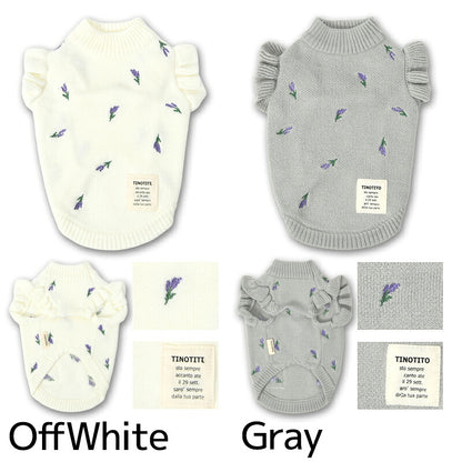 ラベンダー袖フリルニット XS/S/M/L/XL/XXL TINOTITO -ティノティート- 犬服 ドッグウェア TT26AW tt261477