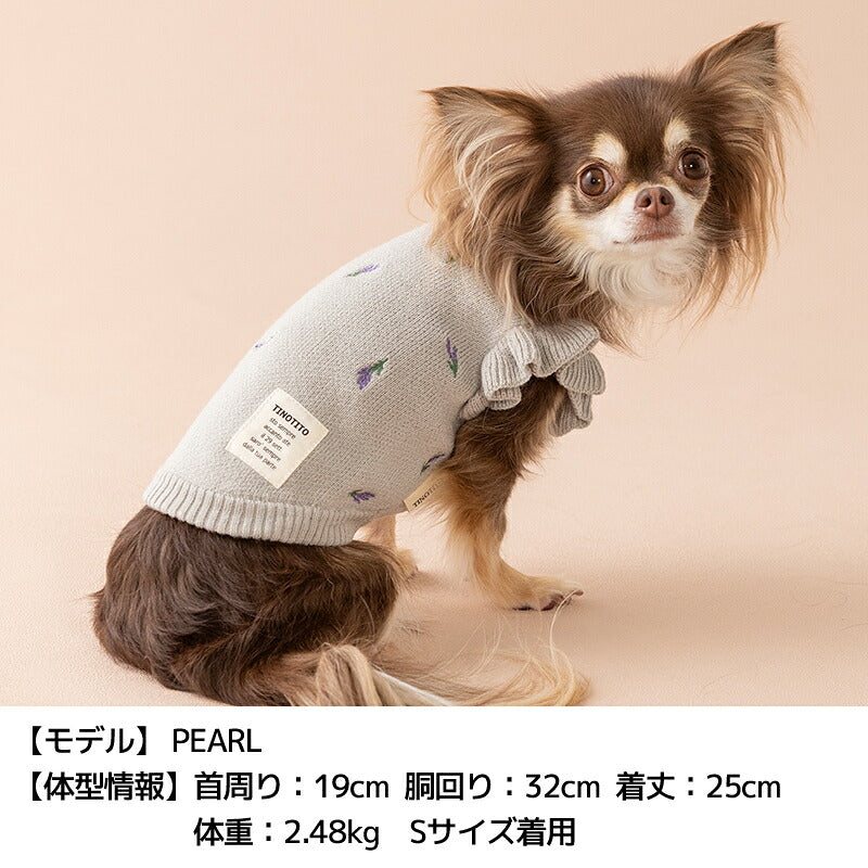 ラベンダー袖フリルニット XS/S/M/L/XL/XXL TINOTITO -ティノティート- 犬服 ドッグウェア TT26AW tt261477