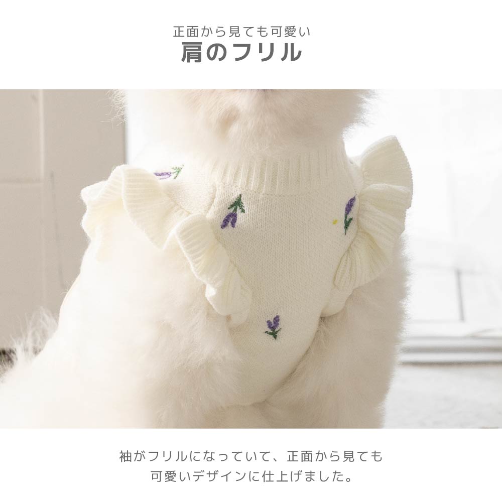 ラベンダー袖フリルニット XS/S/M/L/XL/XXL TINOTITO -ティノティート- 犬服 ドッグウェア TT26AW tt261477