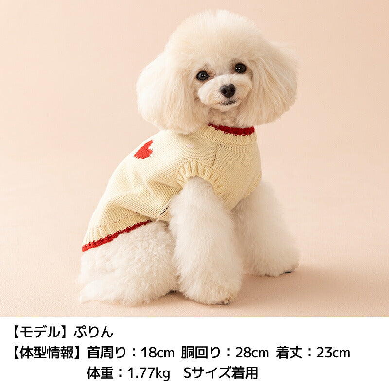 ハートモチーフニット XS/S/M/L/XL/XXL TINOTITO -ティノティート- 犬服 ドッグウェア TT26AW tt261479
