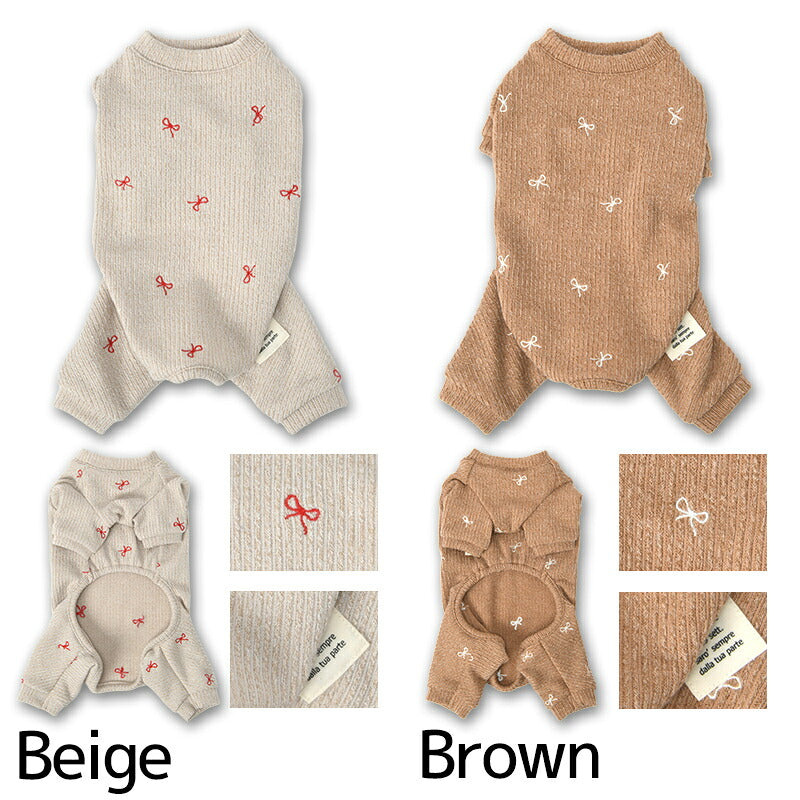 リボン刺しゅうロンパース XS/S/M/L/XL/XXL TINOTITO -ティノティート- 犬服 ドッグウェア TT26AW tt261489