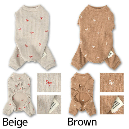 リボン刺しゅうロンパース XS/S/M/L/XL/XXL TINOTITO -ティノティート- 犬服 ドッグウェア TT26AW tt261489