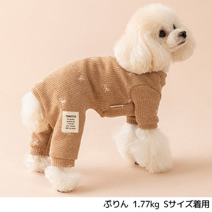 リボン刺しゅうロンパース XS/S/M/L/XL/XXL TINOTITO -ティノティート- 犬服 ドッグウェア TT26AW tt261489