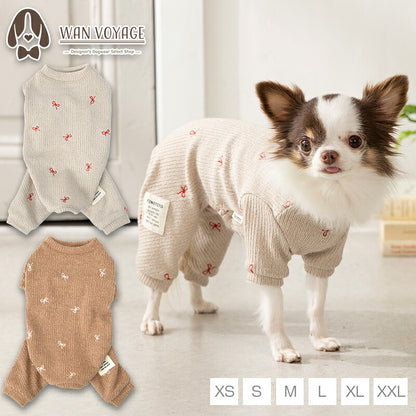 リボン刺しゅうロンパース XS/S/M/L/XL/XXL TINOTITO -ティノティート- 犬服 ドッグウェア TT26AW tt261489