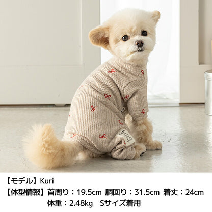 リボン刺しゅうロンパース XS/S/M/L/XL/XXL TINOTITO -ティノティート- 犬服 ドッグウェア TT26AW tt261489