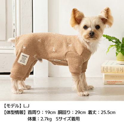 リボン刺しゅうロンパース XS/S/M/L/XL/XXL TINOTITO -ティノティート- 犬服 ドッグウェア TT26AW tt261489