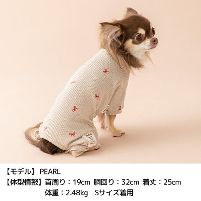 リボン刺しゅうロンパース XS/S/M/L/XL/XXL TINOTITO -ティノティート- 犬服 ドッグウェア TT26AW tt261489