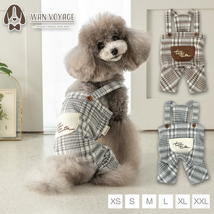 チェック柄ポケット付ロンパース XS/S/M/L/XL/XXL TINOTITO -ティノティート- 重ね着ＯＫ 犬服 ドッグウェア TT26AW tt261490