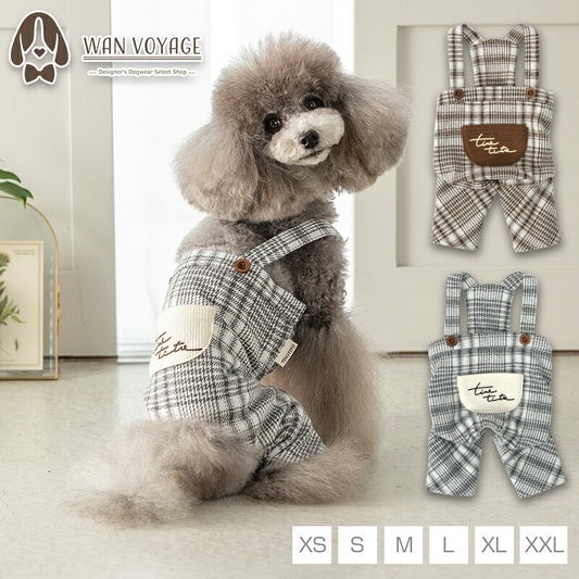 チェック柄ポケット付ロンパース XS/S/M/L/XL/XXL TINOTITO -ティノティート- 重ね着ＯＫ 犬服 ドッグウェア TT26AW tt261490