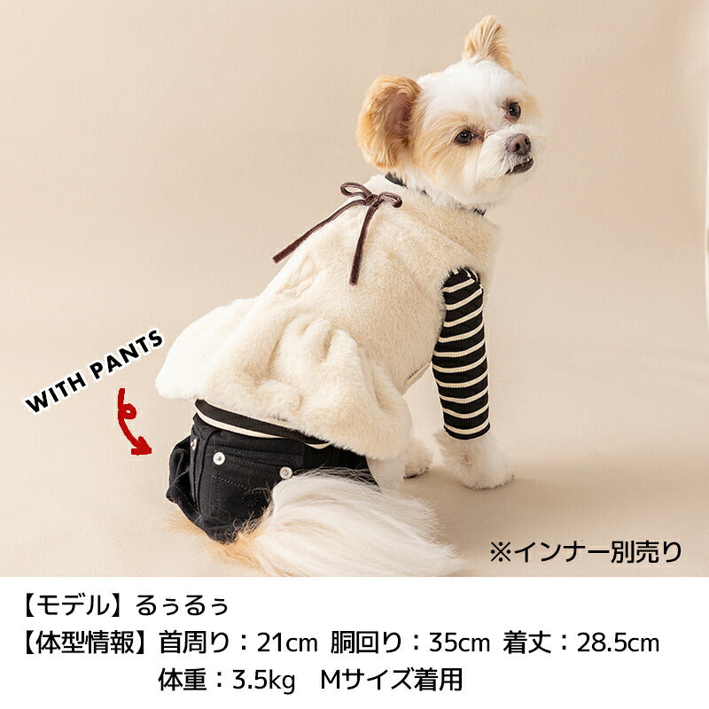 リボン付きボアアウター XS/S/M/L/XL/XXL TINOTITO -ティノティート- 重ね着ＯＫ 犬服 ドッグウェア TT26AW tt261495