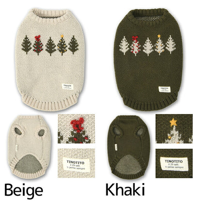 ツリー柄ニット XS/S/M/L/XL/XXL TINOTITO -ティノティート- クリスマス 犬服 ドッグウェア TT26AW tt261497