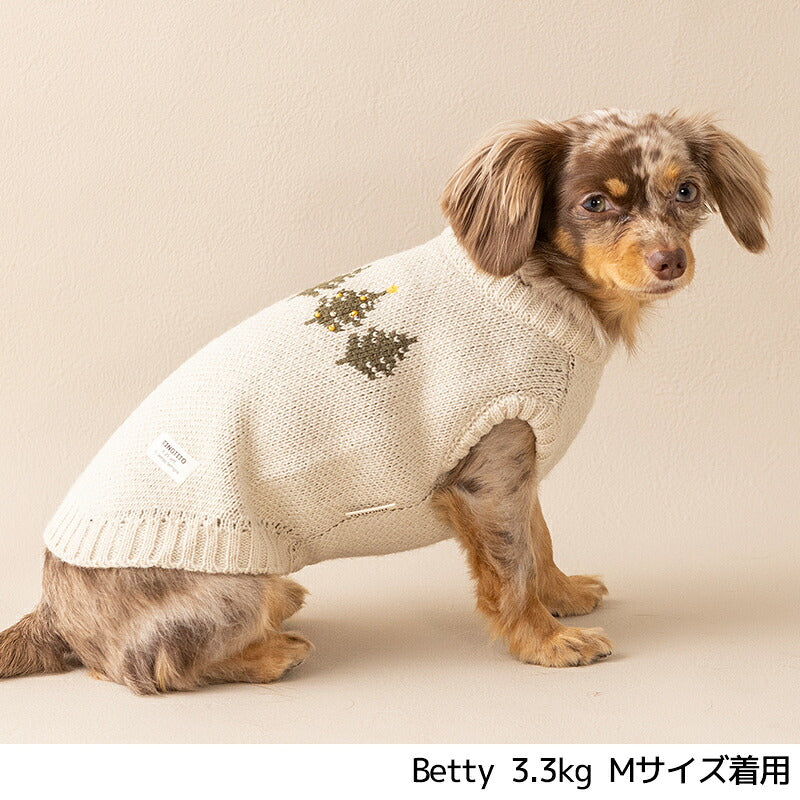 ツリー柄ニット XS/S/M/L/XL/XXL TINOTITO -ティノティート- クリスマス 犬服 ドッグウェア TT26AW tt261497