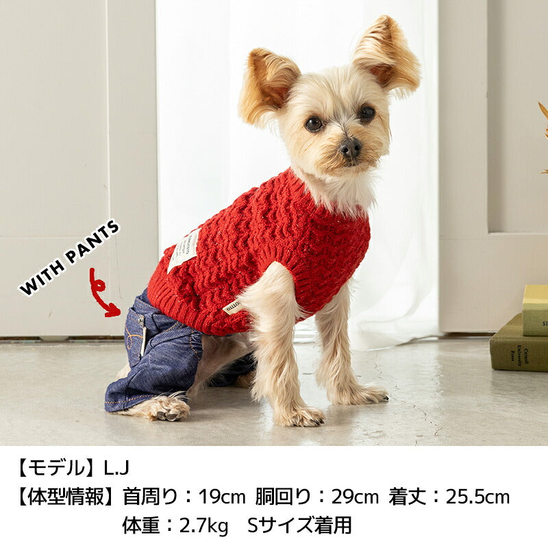シンプルラメニット XS/S/M/L/XL/XXL TINOTITO -ティノティート- クリスマス 犬服 ドッグウェア TT26AW tt261499