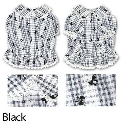 レースチェック柄ブラウス XS/S/M/L/XL/XXL/DS/DM Un TouTou -アントゥトゥ- 犬用 UT25SS ut251005