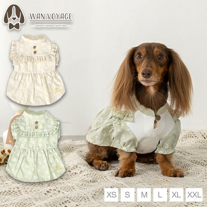 デイジー柄ストライプワンピ XS/S/M/L/XL/XXL Un TouTou -アントゥトゥ- 犬用 UT25SS ut251007