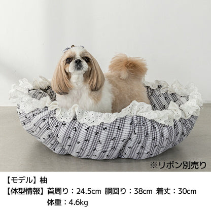 チェック柄レースラウンドベッド F Un TouTou -アントゥトゥ- 犬用 UT25SS ut257049