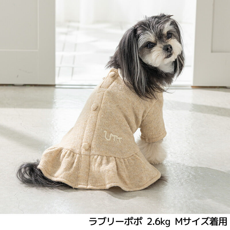 小花柄襟ニットワンピ XS/S/M/L/XL/XXL Un TouTou -アントゥトゥ- 犬服 ドッグウェア UT25AW ut251061