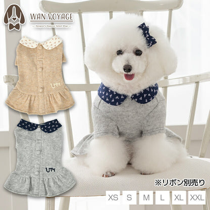 小花柄襟ニットワンピ XS/S/M/L/XL/XXL Un TouTou -アントゥトゥ- 犬服 ドッグウェア UT25AW ut251061
