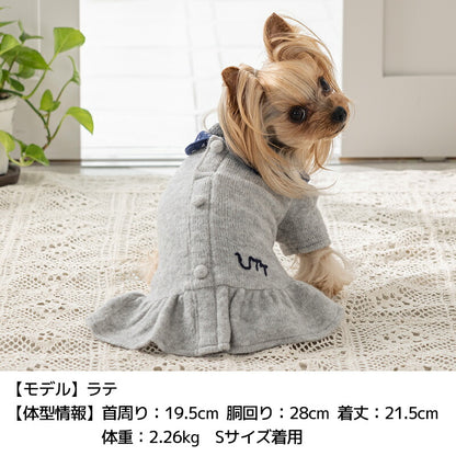 小花柄襟ニットワンピ XS/S/M/L/XL/XXL Un TouTou -アントゥトゥ- 犬服 ドッグウェア UT25AW ut251061
