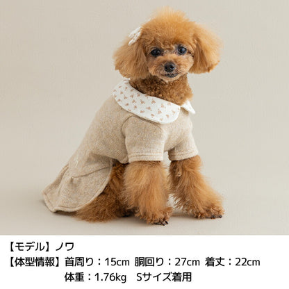 小花柄襟ニットワンピ XS/S/M/L/XL/XXL Un TouTou -アントゥトゥ- 犬服 ドッグウェア UT25AW ut251061
