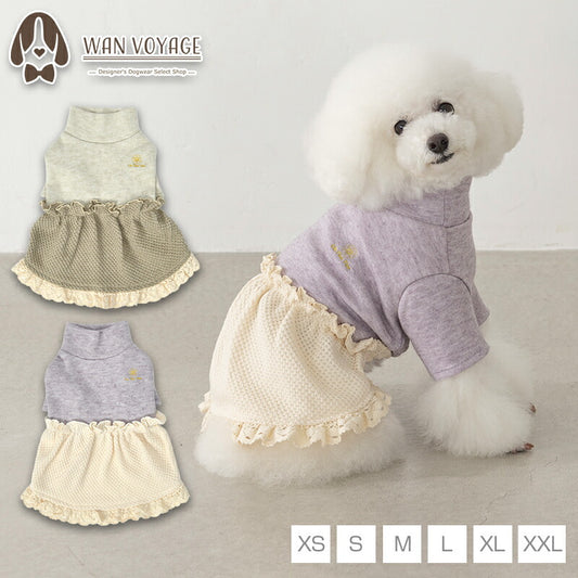 襟レース切替ニットワンピ XS/S/M/L/XL/XXL Un TouTou -アントゥトゥ- 犬服 ドッグウェア UT25AW ut251070
