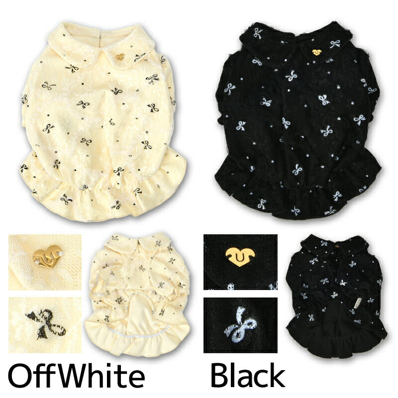 リボン柄バルーンブラウス XS/S/M/L/XL/XXL/DS/DM Un TouTou -アントゥトゥ- 犬服 ドッグウェア UT25AW ut251073