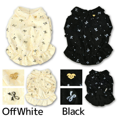 リボン柄バルーンブラウス XS/S/M/L/XL/XXL/DS/DM Un TouTou -アントゥトゥ- 犬服 ドッグウェア UT25AW ut251073