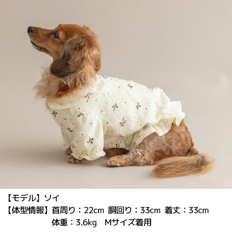 リボン柄バルーンブラウス XS/S/M/L/XL/XXL/DS/DM Un TouTou -アントゥトゥ- 犬服 ドッグウェア UT25AW ut251073