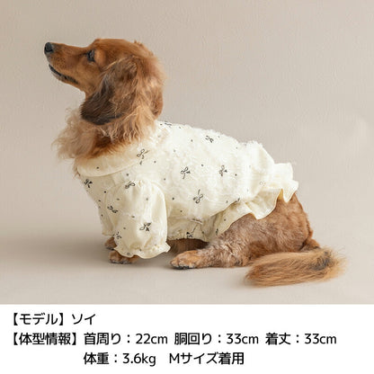 リボン柄バルーンブラウス XS/S/M/L/XL/XXL/DS/DM Un TouTou -アントゥトゥ- 犬服 ドッグウェア UT25AW ut251073
