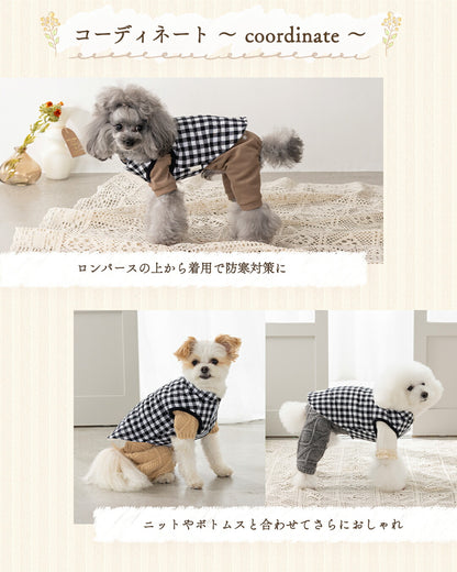 ギンガムチェック中綿アウター XS/S/M/L/XL/XXL/DS/DM Un TouTou -アントゥトゥ- 犬服 ドッグウェア UT25AW ut251075