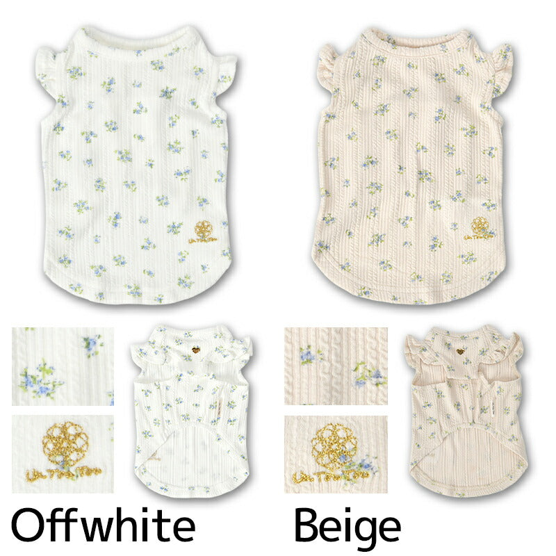 袖フリル小花柄タンク XS/S/M/L/XL/XXL/DS/DM Un TouTou -アントゥトゥ- 犬服 ドッグウェア UT26SS ut261116