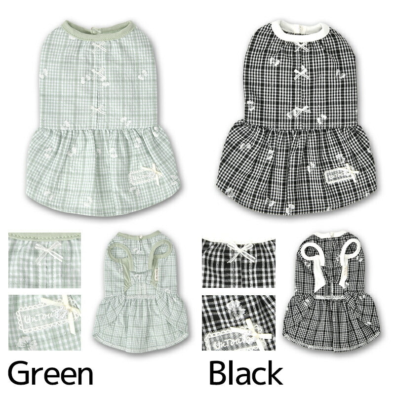 チェックリボンワンピ XS/S/M/L/XL/XXL Un TouTou -アントゥトゥ- 犬服 ドッグウェア UT26SS ut261124