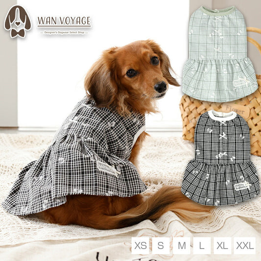 チェックリボンワンピ XS/S/M/L/XL/XXL Un TouTou -アントゥトゥ- 犬服 ドッグウェア UT26SS ut261124