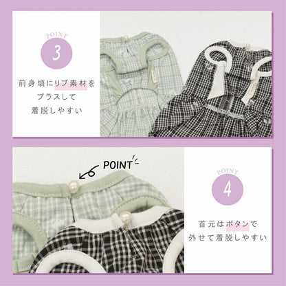 チェックリボンワンピ XS/S/M/L/XL/XXL Un TouTou -アントゥトゥ- 犬服 ドッグウェア UT26SS ut261124