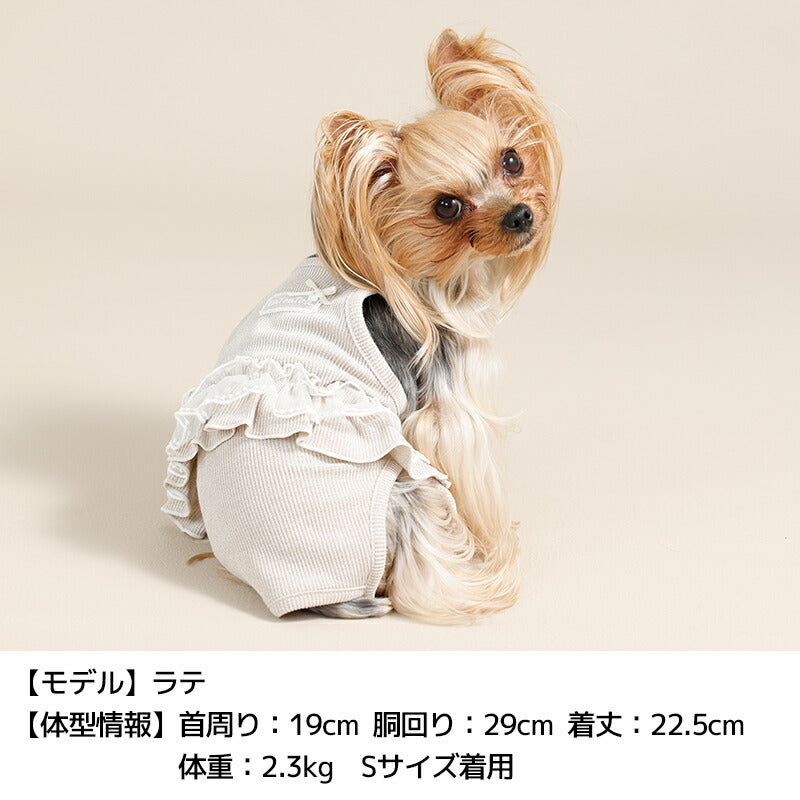ウエストフリルつなぎ XS/S/M/L/XL/XXL Un TouTou -アントゥトゥ- 犬服 ドッグウェア UT26SS ut261131