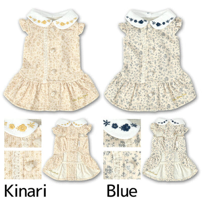 小花柄刺しゅう襟ワンピ XS/S/M/L/XL/XXL Un TouTou -アントゥトゥ- 犬服 ドッグウェア UT26AW ut261137