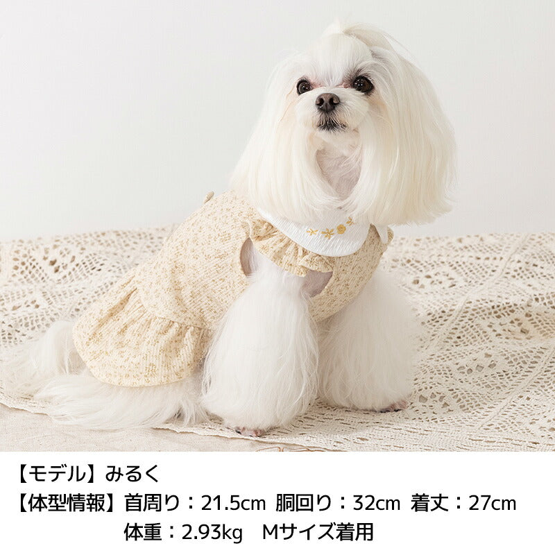 小花柄刺しゅう襟ワンピ XS/S/M/L/XL/XXL Un TouTou -アントゥトゥ- 犬服 ドッグウェア UT26AW ut261137