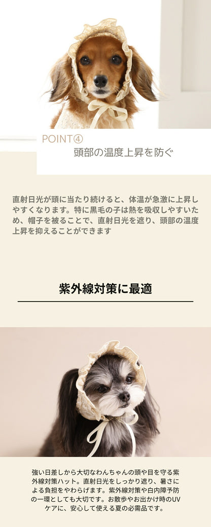 ナチュラルレース生地帽子 S/SM/M/L Un TouTou -アントゥトゥ- 犬用 UT26SS ut262166