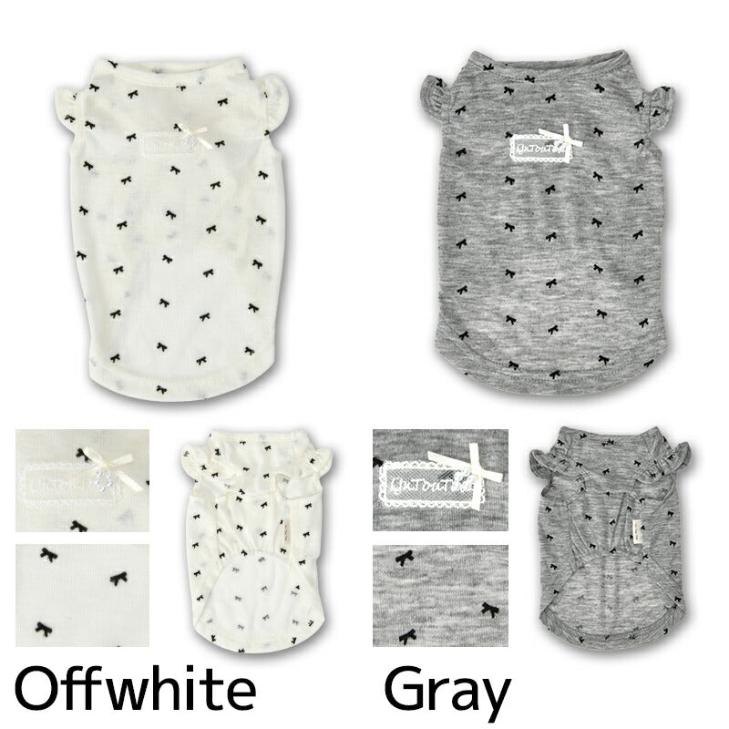 リボン柄袖フリルタンク XS/S/M/L/XL/XXL/DS/DM Un TouTou -アントゥトゥ- 犬服 ドッグウェア UT26SS ut261189