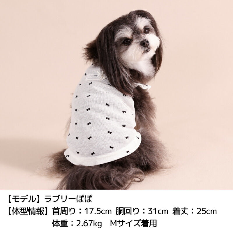 リボン柄袖フリルタンク XS/S/M/L/XL/XXL/DS/DM Un TouTou -アントゥトゥ- 犬服 ドッグウェア UT26SS ut261189