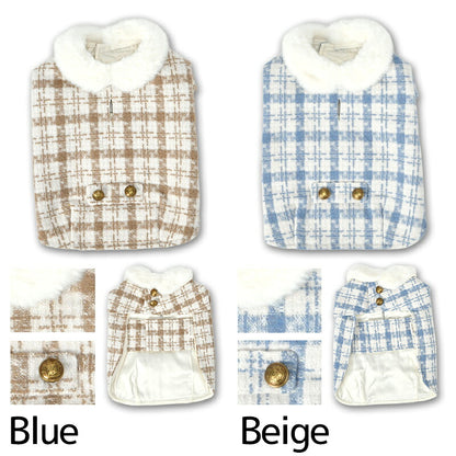 ファー襟チェックアウター XS/S/M/L/XL/XXL/DS/DM Un TouTou -アントゥトゥ- 犬服 ドッグウェア UT26AW ut261225
