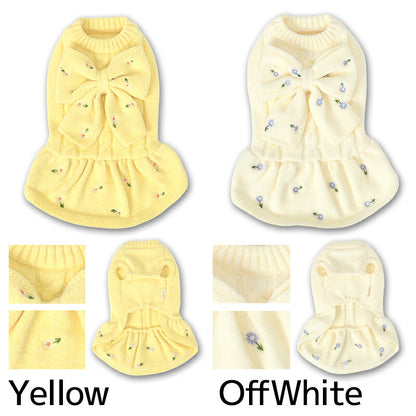 花柄刺しゅうリボンワンピ XS/S/M/L/XL/XXL Un TouTou -アントゥトゥ- 犬服 ドッグウェア UT26AW ut261238