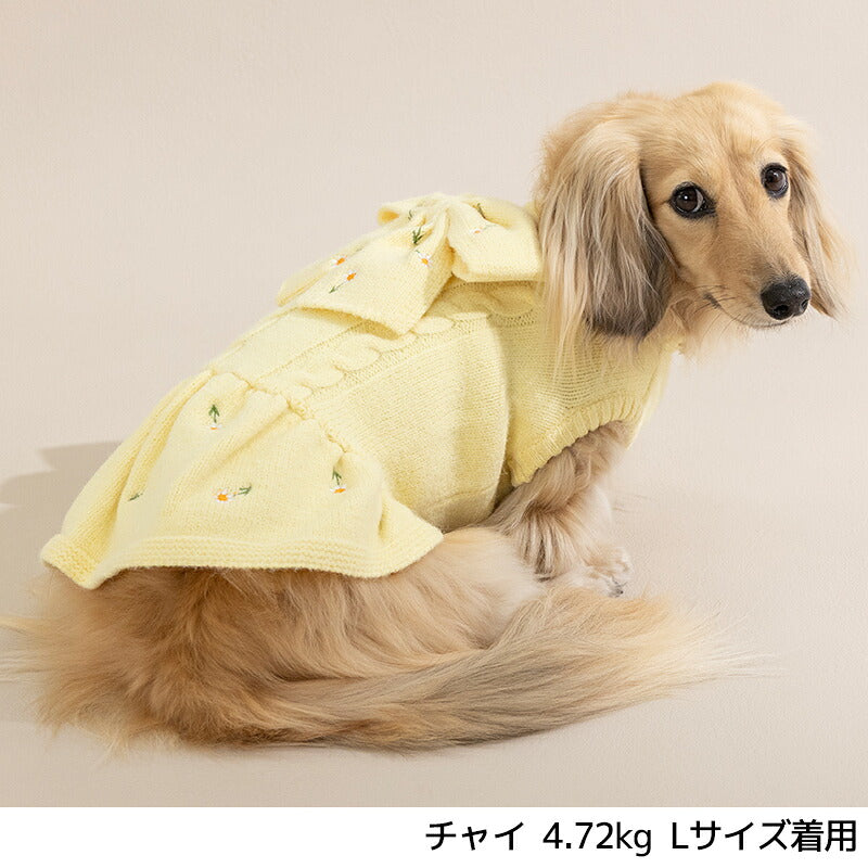 花柄刺しゅうリボンワンピ XS/S/M/L/XL/XXL Un TouTou -アントゥトゥ- 犬服 ドッグウェア UT26AW ut261238